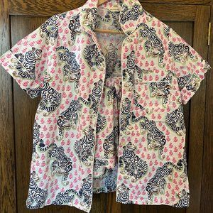 Printfresh Womens Tiger Queen Short Sleep Set - French Rose - XS